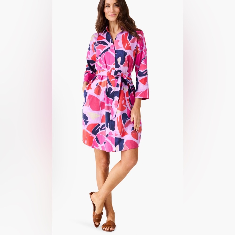 NIC+ZOE Tropic Glow Dress in pink multi size XS